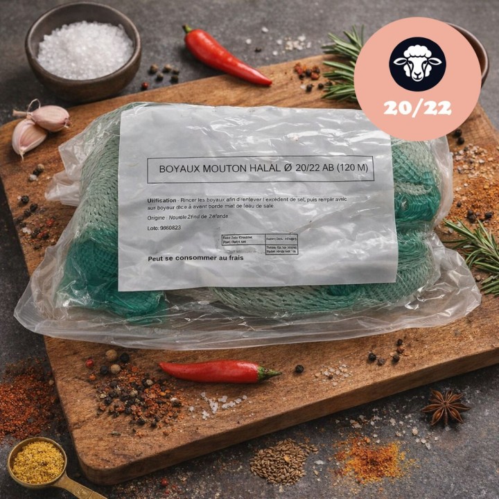 Intestino de ovelha Ø 20/22 HALAL (120 metros)